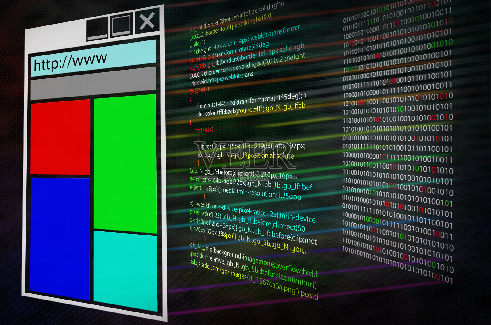 監(jiān)視器屏幕上的程序源代碼。三層。外殼網(wǎng)頁或程序計(jì)算機(jī)代碼和二進(jìn)制代碼照片攝影