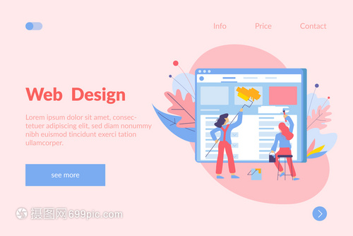 網(wǎng)頁開發(fā)平背景與涂鴉風格的畫家圖像,網(wǎng)頁,屏幕鏈接文本矢量插圖